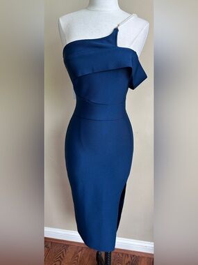 NWT Rumor Apparel Blue Bandage Dress, Pearl Strap, size Small